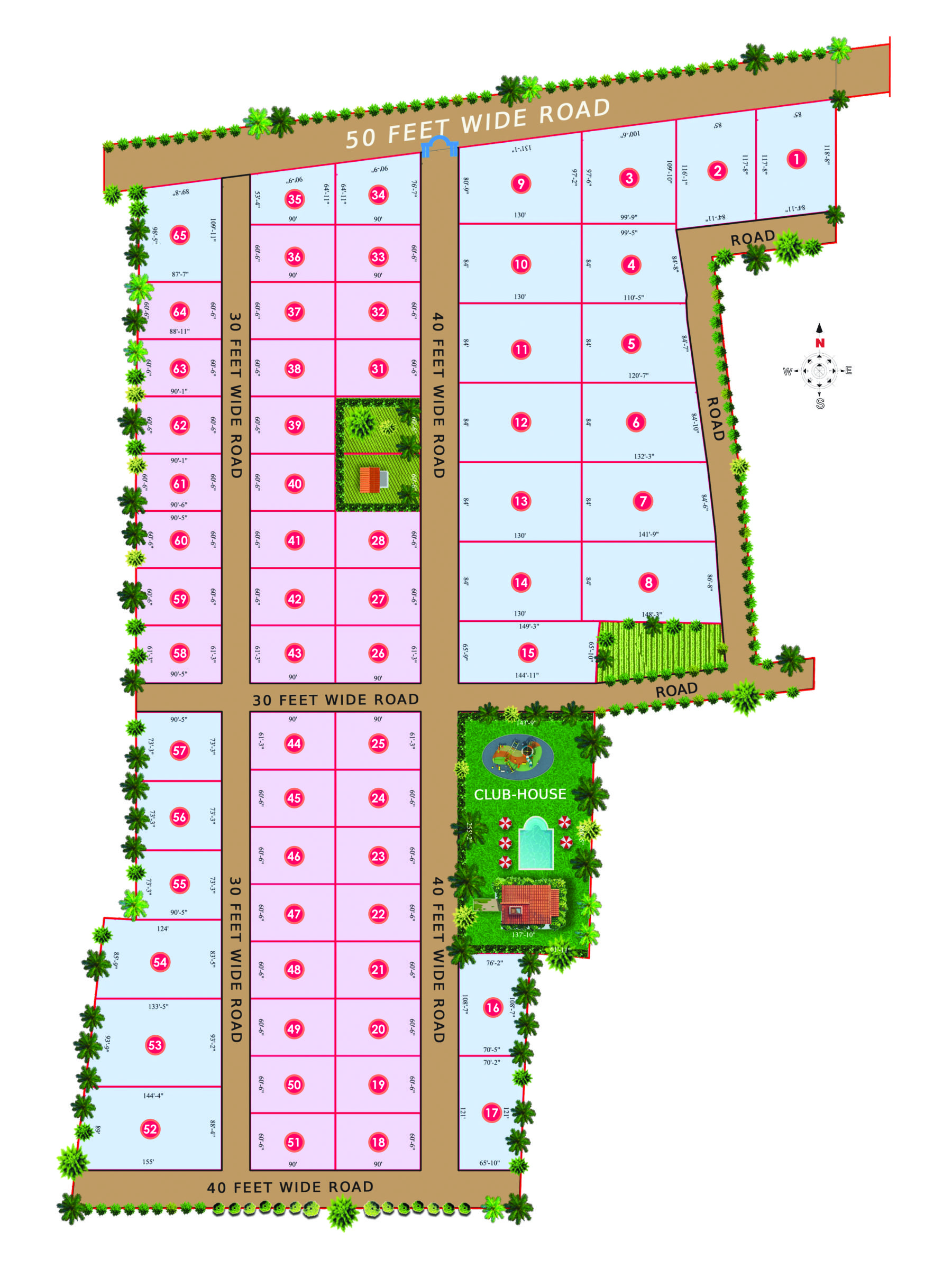 Approved Greenfields brochure layout. Select a numbered plot to read details.